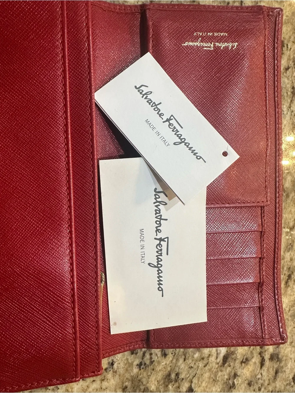 Salvatore Ferragamo Red Leather Wallet - Classic ID Window